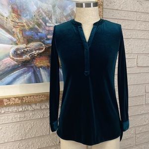 Cato Velvet V-Neckline Tunic Style Hi Lo Top